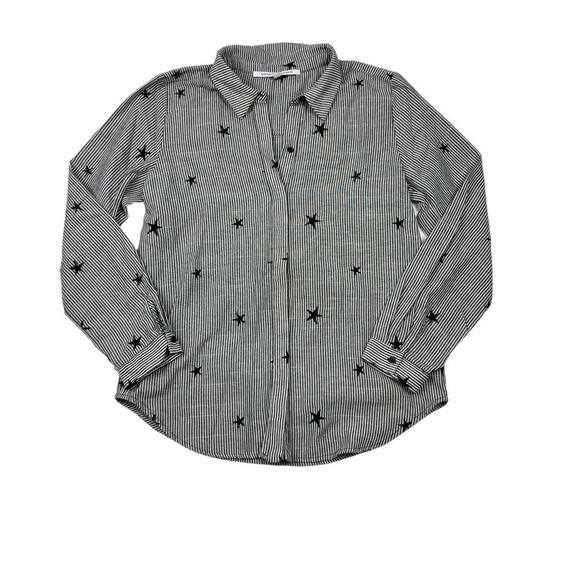 Collective Concepts Striped Star Embroidered Button Down Shirt - Picture 1 of 6